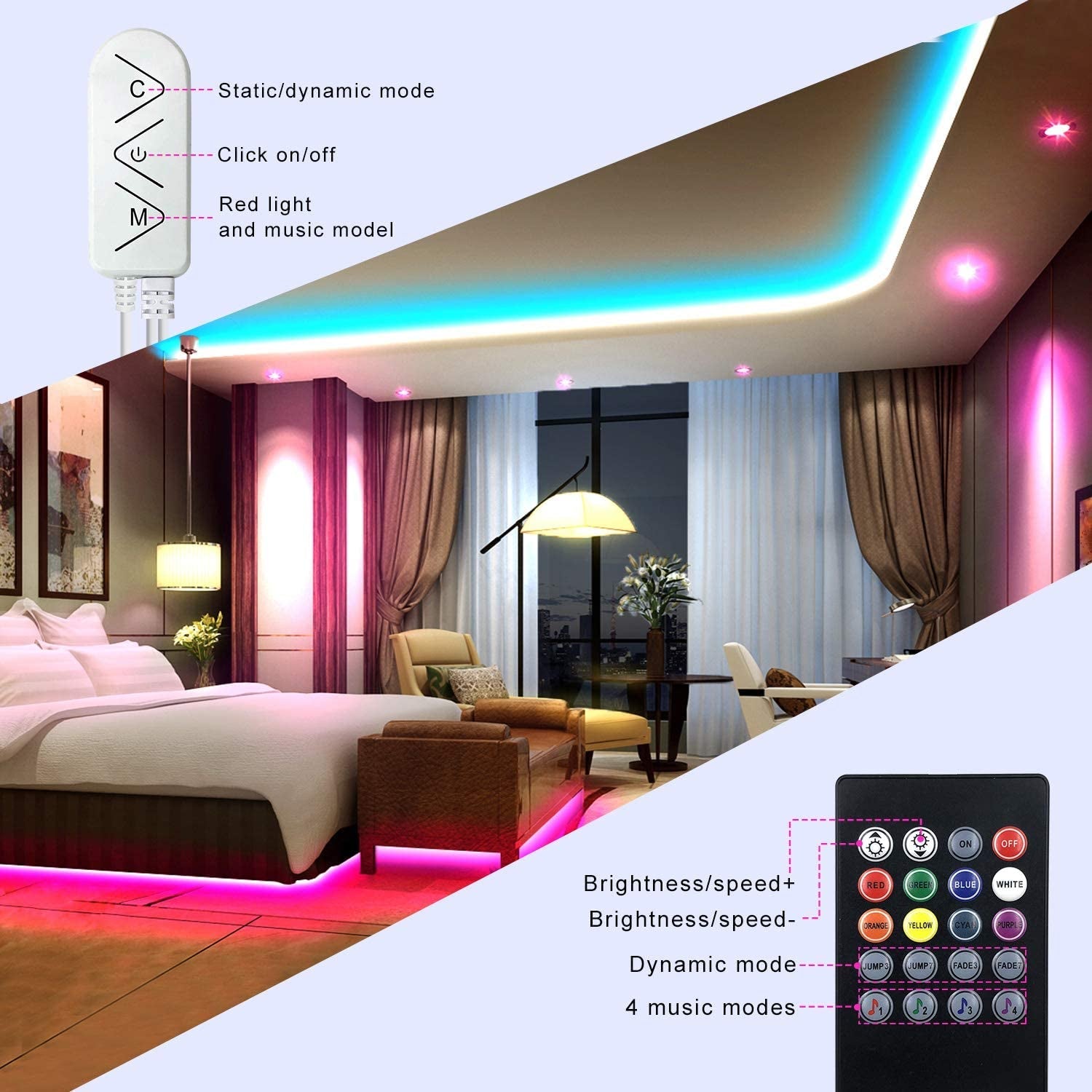 Micomlan 32.8Ft/10M LED Strip Lights,Music Sync Color Changing RGB LED Strip Built - In Mic, Bluetooth App Controlled LED Lights Rope Lights, 5050 RGB LED Light Strip(App+Remote+Mic+3 Button) (32.8FT) - Simply Just Deals LLCMicomlan 32.8Ft/10M LED Strip Lights,Music Sync Color Changing RGB LED Strip Built - In Mic, Bluetooth App Controlled LED Lights Rope Lights, 5050 RGB LED Light Strip(App+Remote+Mic+3 Button) (32.8FT)4d9b6ca7-5030-4709-9011-6d2cc83c60ceMicomlan 32.8Ft/10M LED Strip Lights,Mus