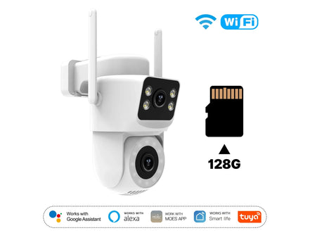 Moes Tuya Smart WiFi Outdoor Security Camera 4MP Dual Screen 2.4G/5G IP65 Waterproof Motion Detection Auto Track Two - Way Audio - Simply Just Deals LLCMoes Tuya Smart WiFi Outdoor Security Camera 4MP Dual Screen 2.4G/5G IP65 Waterproof Motion Detection Auto Track Two - Way Audio200000828:201335943Camera with 128G SD;200007763:201336100Camera with 128G SDCHINAMoes Tuya Smart WiFi Outdoor Security Camera 4MP Dual Screen 2.4G/5G IP65 Waterproof Motion Detection Auto Track Two - Way Audio