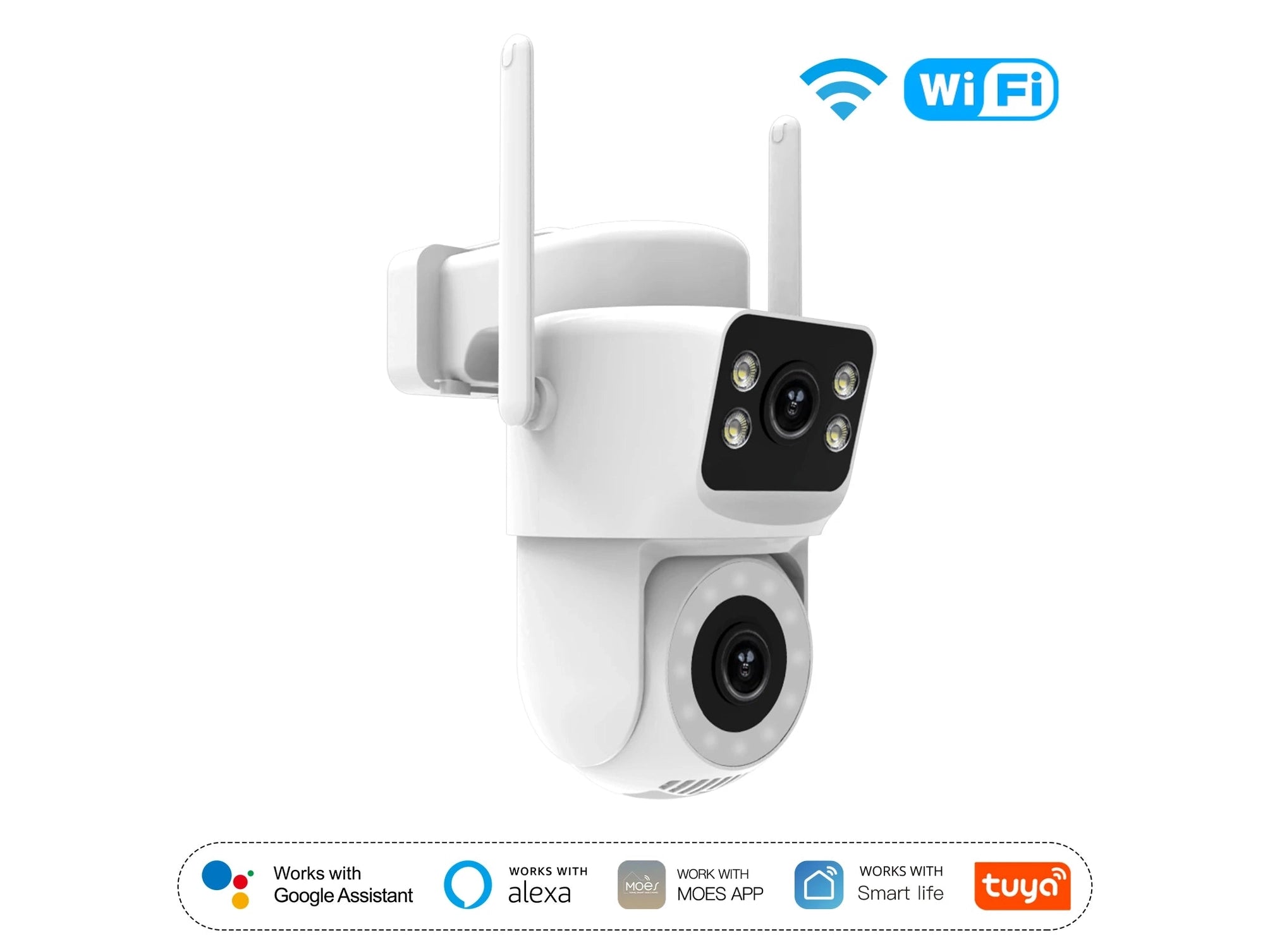 Moes Tuya Smart WiFi Outdoor Security Camera 4MP Dual Screen 2.4G/5G IP65 Waterproof Motion Detection Auto Track Two - Way Audio - Simply Just Deals LLCMoes Tuya Smart WiFi Outdoor Security Camera 4MP Dual Screen 2.4G/5G IP65 Waterproof Motion Detection Auto Track Two - Way Audio200000828:201335940WiFi Smart Camera;200007763:201336100WiFi Smart CameraCHINAMoes Tuya Smart WiFi Outdoor Security Camera 4MP Dual Screen 2.4G/5G IP65 Waterproof Motion Detection Auto Track Two - Way Audio