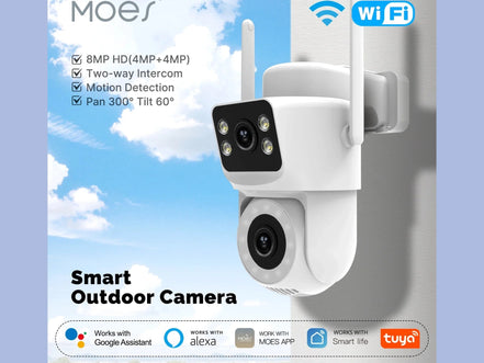 Moes Tuya Smart WiFi Outdoor Security Camera 4MP Dual Screen 2.4G/5G IP65 Waterproof Motion Detection Auto Track Two - Way Audio - Simply Just Deals LLCMoes Tuya Smart WiFi Outdoor Security Camera 4MP Dual Screen 2.4G/5G IP65 Waterproof Motion Detection Auto Track Two - Way Audio200000828:201335940WiFi Smart Camera;200007763:201336100WiFi Smart CameraCHINAMoes Tuya Smart WiFi Outdoor Security Camera 4MP Dual Screen 2.4G/5G IP65 Waterproof Motion Detection Auto Track Two - Way Audio
