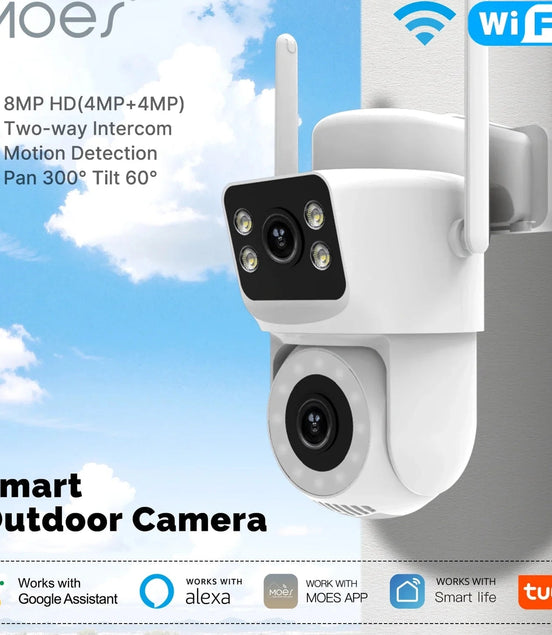 Moes Tuya Smart WiFi Outdoor Security Camera 4MP Dual Screen 2.4G/5G IP65 Waterproof Motion Detection Auto Track Two - Way Audio - Simply Just Deals LLCMoes Tuya Smart WiFi Outdoor Security Camera 4MP Dual Screen 2.4G/5G IP65 Waterproof Motion Detection Auto Track Two - Way Audio200000828:201335940WiFi Smart Camera;200007763:201336100WiFi Smart CameraCHINAMoes Tuya Smart WiFi Outdoor Security Camera 4MP Dual Screen 2.4G/5G IP65 Waterproof Motion Detection Auto Track Two - Way Audio