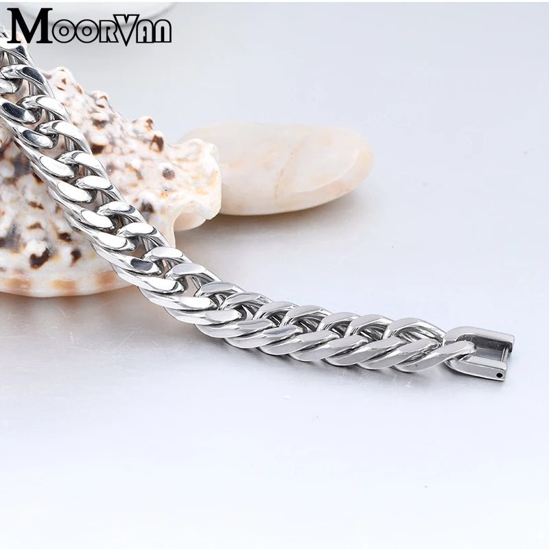 Moorvan Christmas Gift New Stainless Steel Men bracelet Trendy Style,21cm 10mm Bracelet Boys Women Wholesale Jewelry - Simply Just Deals LLCMoorvan Christmas Gift New Stainless Steel Men bracelet Trendy Style,21cm 10mm Bracelet Boys Women Wholesale Jewelry200000639:2832;200001034:3611818MM WIDE Silver8MM WIDE Silver21cmMoorvan Christmas Gift New Stainless Steel Men bracelet Trendy Style,21cm 10mm Bracelet Boys Women Wholesale Jewelry