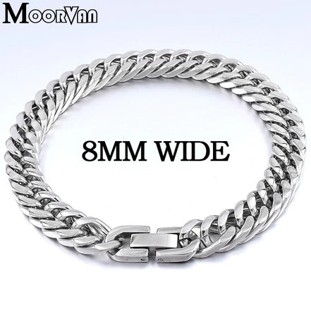 Moorvan Christmas Gift New Stainless Steel Men bracelet Trendy Style,21cm 10mm Bracelet Boys Women Wholesale Jewelry - Simply Just Deals LLCMoorvan Christmas Gift New Stainless Steel Men bracelet Trendy Style,21cm 10mm Bracelet Boys Women Wholesale Jewelry200000639:2832;200001034:3611818MM WIDE Silver8MM WIDE Silver21cmMoorvan Christmas Gift New Stainless Steel Men bracelet Trendy Style,21cm 10mm Bracelet Boys Women Wholesale Jewelry