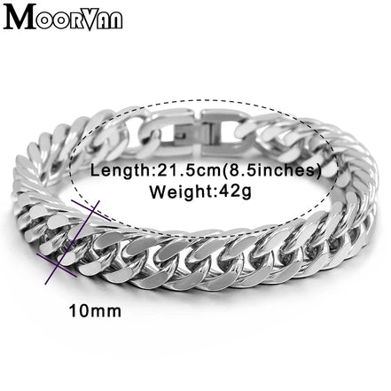 Moorvan Christmas Gift New Stainless Steel Men bracelet Trendy Style,21cm 10mm Bracelet Boys Women Wholesale Jewelry - Simply Just Deals LLCMoorvan Christmas Gift New Stainless Steel Men bracelet Trendy Style,21cm 10mm Bracelet Boys Women Wholesale Jewelry200000639:2832;200001034:3611818MM WIDE Silver8MM WIDE Silver21cmMoorvan Christmas Gift New Stainless Steel Men bracelet Trendy Style,21cm 10mm Bracelet Boys Women Wholesale Jewelry