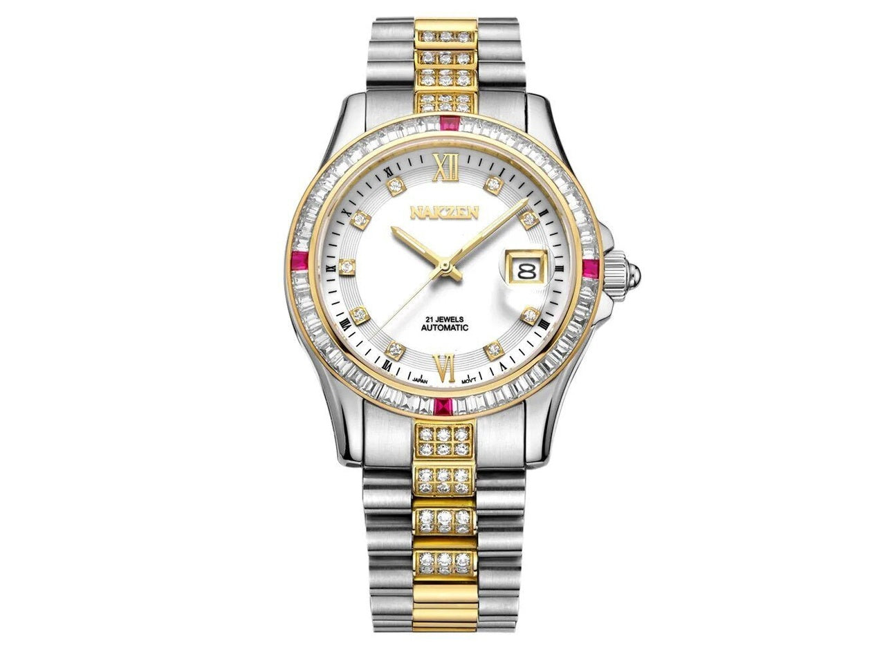 NAKZEN Men Japan NH35 Movement Automatic Mechanical Watch Elegant Diamond Stainless Steel Bracelet Watches Relogio Masculino - Simply Just Deals LLCNAKZEN Men Japan NH35 Movement Automatic Mechanical Watch Elegant Diamond Stainless Steel Bracelet Watches Relogio Masculino(store front) defaultSD03071525128436 - 3goldNAKZEN Men Japan NH35 Movement Automatic Mechanical Watch Elegant Diamond Stainless Steel Bracelet Watches Relogio Masculino - 8