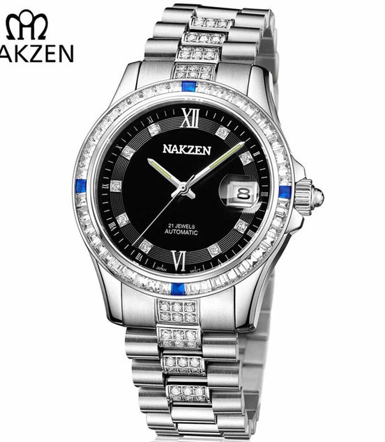 NAKZEN Men Japan NH35 Movement Automatic Mechanical Watch Elegant Diamond Stainless Steel Bracelet Watches Relogio Masculino - Simply Just Deals LLCNAKZEN Men Japan NH35 Movement Automatic Mechanical Watch Elegant Diamond Stainless Steel Bracelet Watches Relogio Masculino(store front) defaultSD03071525128436 - 1blackNAKZEN Men Japan NH35 Movement Automatic Mechanical Watch Elegant Diamond Stainless Steel Bracelet Watches Relogio Masculino - 0