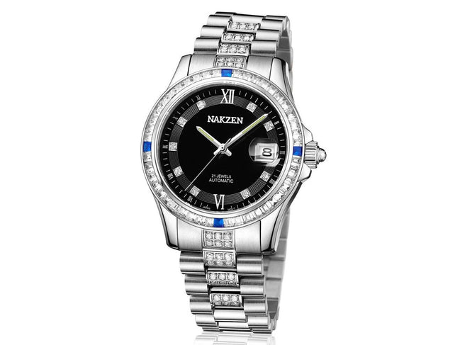 NAKZEN Men Japan NH35 Movement Automatic Mechanical Watch Elegant Diamond Stainless Steel Bracelet Watches Relogio Masculino - Simply Just Deals LLCNAKZEN Men Japan NH35 Movement Automatic Mechanical Watch Elegant Diamond Stainless Steel Bracelet Watches Relogio Masculino(store front) defaultSD03071525128436 - 1blackNAKZEN Men Japan NH35 Movement Automatic Mechanical Watch Elegant Diamond Stainless Steel Bracelet Watches Relogio Masculino - 6