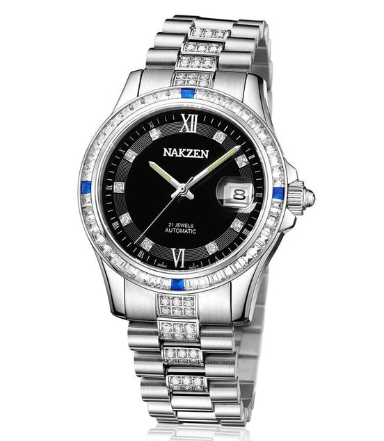 NAKZEN Men Japan NH35 Movement Automatic Mechanical Watch Elegant Diamond Stainless Steel Bracelet Watches Relogio Masculino - Simply Just Deals LLCNAKZEN Men Japan NH35 Movement Automatic Mechanical Watch Elegant Diamond Stainless Steel Bracelet Watches Relogio Masculino(store front) defaultSD03071525128436 - 1blackNAKZEN Men Japan NH35 Movement Automatic Mechanical Watch Elegant Diamond Stainless Steel Bracelet Watches Relogio Masculino - 6