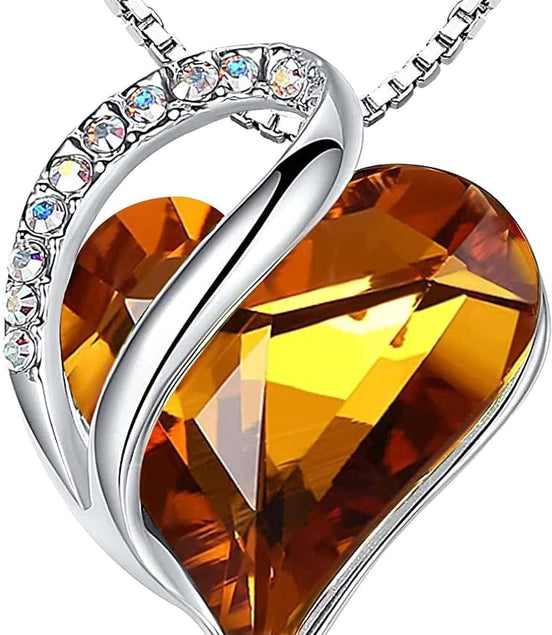 Necklaces for Women, Infinity Love Birthstone Heart Crystal Pendant, Birthday Jewelry Gifts for Her, Mom, and Wife, Silver Plated, 18 plus 2 Inch Adjustable Chain - Simply Just Deals LLCNecklaces for Women, Infinity Love Birthstone Heart Crystal Pendant, Birthday Jewelry Gifts for Her, Mom, and Wife, Silver Plated, 18 plus 2 Inch Adjustable Chaine468e730-2c89-4543-9ad2-dd856034999611A - November - Amber BrownNecklaces for Women, Infinity Love Birthstone Heart Crystal Pendant, Birthday Jewelry Gi