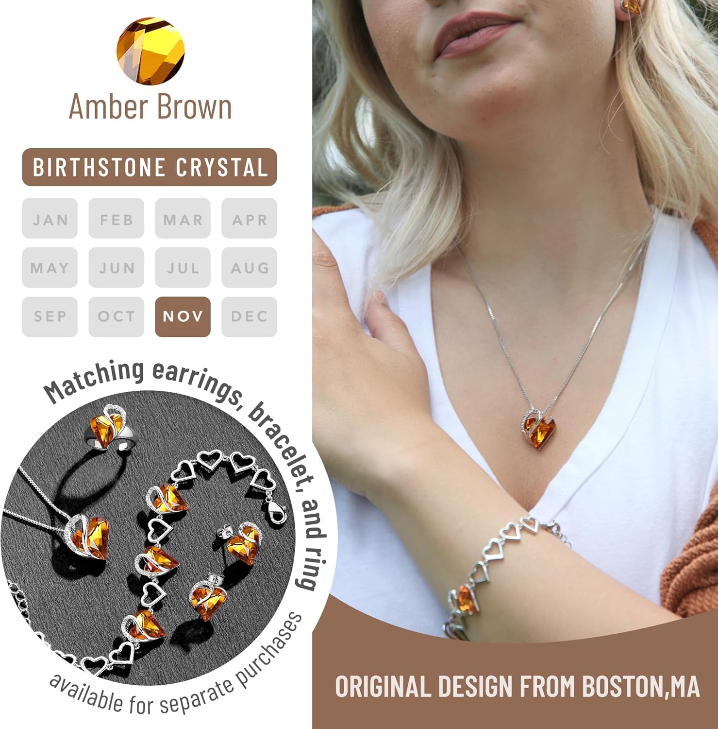 Necklaces for Women, Infinity Love Birthstone Heart Crystal Pendant, Birthday Jewelry Gifts for Her, Mom, and Wife, Silver Plated, 18 plus 2 Inch Adjustable Chain - Simply Just Deals LLCNecklaces for Women, Infinity Love Birthstone Heart Crystal Pendant, Birthday Jewelry Gifts for Her, Mom, and Wife, Silver Plated, 18 plus 2 Inch Adjustable Chaine468e730-2c89-4543-9ad2-dd856034999611A - November - Amber BrownNecklaces for Women, Infinity Love Birthstone Heart Crystal Pendant, Birthday Jewelry Gi