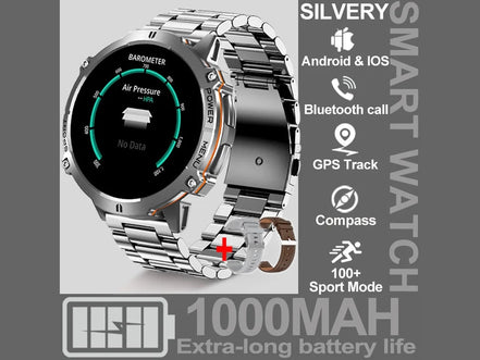NEW 1000MAH Super endurance Sport Smart Watch Men 1.73 - inch HD Screen GPS tracker Compass Bluetooth Call Waterproof Smart Watch - Simply Just Deals LLCNEW 1000MAH Super endurance Sport Smart Watch Men 1.73 - inch HD Screen GPS tracker Compass Bluetooth Call Waterproof Smart Watch14:350852Silver Steel 2A;5:100009342GPSSmartWatchSilver Steel 2AGPSSmartWatchNEW 1000MAH Super endurance Sport Smart Watch Men 1.73 - inch HD Screen GPS tracker Compass Bluetooth Call Waterproof Smart Watch