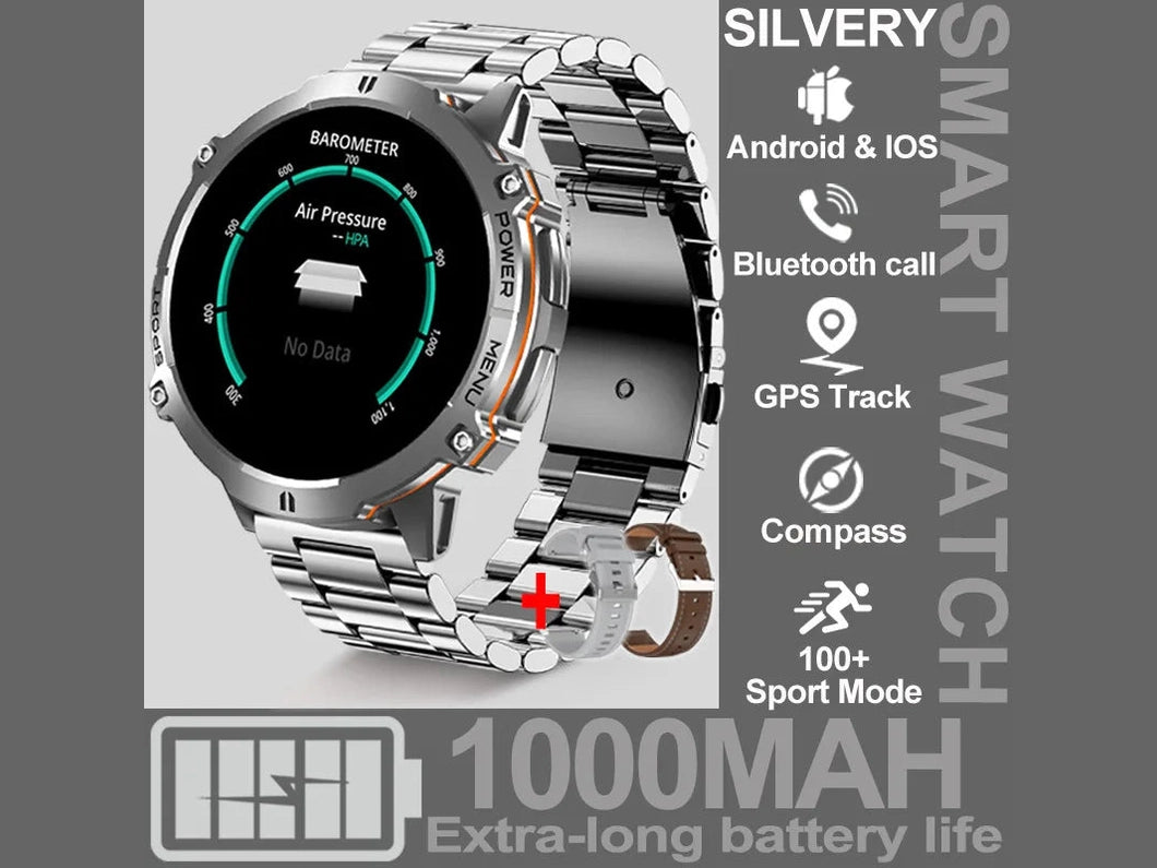 NEW 1000MAH Super endurance Sport Smart Watch Men 1.73 - inch HD Screen GPS tracker Compass Bluetooth Call Waterproof Smart Watch - Simply Just Deals LLCNEW 1000MAH Super endurance Sport Smart Watch Men 1.73 - inch HD Screen GPS tracker Compass Bluetooth Call Waterproof Smart Watch14:350852Silver Steel 2A;5:100009342GPSSmartWatchSilver Steel 2AGPSSmartWatchNEW 1000MAH Super endurance Sport Smart Watch Men 1.73 - inch HD Screen GPS tracker Compass Bluetooth Call Waterproof Smart Watch