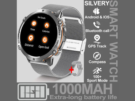 NEW 1000MAH Super endurance Sport Smart Watch Men 1.73 - inch HD Screen GPS tracker Compass Bluetooth Call Waterproof Smart Watch - Simply Just Deals LLCNEW 1000MAH Super endurance Sport Smart Watch Men 1.73 - inch HD Screen GPS tracker Compass Bluetooth Call Waterproof Smart Watch14:173Silver Mesh Belt;5:100009342GPSSmartWatchSilver Mesh BeltGPSSmartWatchNEW 1000MAH Super endurance Sport Smart Watch Men 1.73 - inch HD Screen GPS tracker Compass Bluetooth Call Waterproof Smart Watch