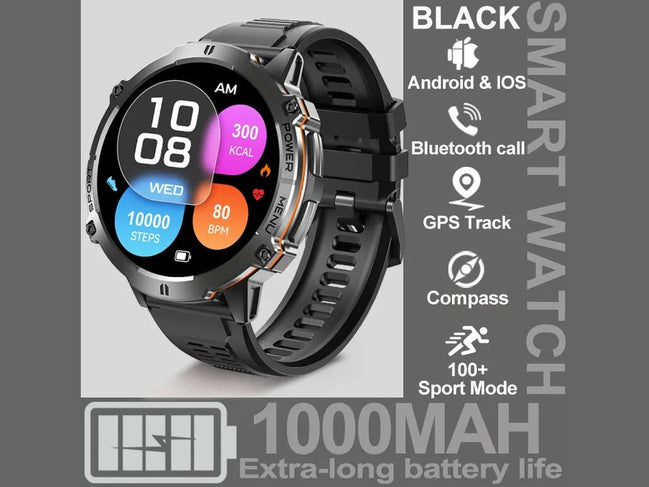 NEW 1000MAH Super endurance Sport Smart Watch Men 1.73 - inch HD Screen GPS tracker Compass Bluetooth Call Waterproof Smart Watch - Simply Just Deals LLCNEW 1000MAH Super endurance Sport Smart Watch Men 1.73 - inch HD Screen GPS tracker Compass Bluetooth Call Waterproof Smart Watch14:29black;5:100009342GPSSmartWatchblackGPSSmartWatchNEW 1000MAH Super endurance Sport Smart Watch Men 1.73 - inch HD Screen GPS tracker Compass Bluetooth Call Waterproof Smart Watch