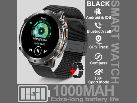 NEW 1000MAH Super endurance Sport Smart Watch Men 1.73 - inch HD Screen GPS tracker Compass Bluetooth Call Waterproof Smart Watch - Simply Just Deals LLCNEW 1000MAH Super endurance Sport Smart Watch Men 1.73 - inch HD Screen GPS tracker Compass Bluetooth Call Waterproof Smart Watch14:691Black Mesh Belt;5:100009342GPSSmartWatchBlack Mesh BeltGPSSmartWatchNEW 1000MAH Super endurance Sport Smart Watch Men 1.73 - inch HD Screen GPS tracker Compass Bluetooth Call Waterproof Smart Watch