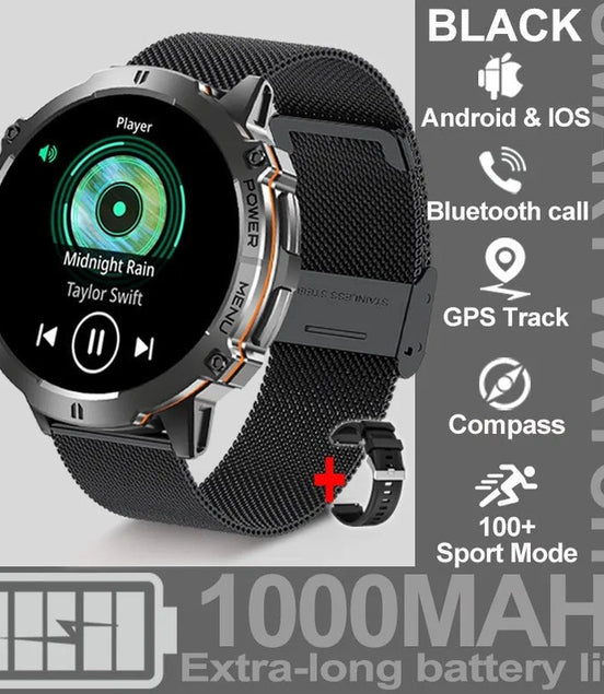 NEW 1000MAH Super endurance Sport Smart Watch Men 1.73 - inch HD Screen GPS tracker Compass Bluetooth Call Waterproof Smart Watch - Simply Just Deals LLCNEW 1000MAH Super endurance Sport Smart Watch Men 1.73 - inch HD Screen GPS tracker Compass Bluetooth Call Waterproof Smart Watch14:691Black Mesh Belt;5:100009342GPSSmartWatchBlack Mesh BeltGPSSmartWatchNEW 1000MAH Super endurance Sport Smart Watch Men 1.73 - inch HD Screen GPS tracker Compass Bluetooth Call Waterproof Smart Watch