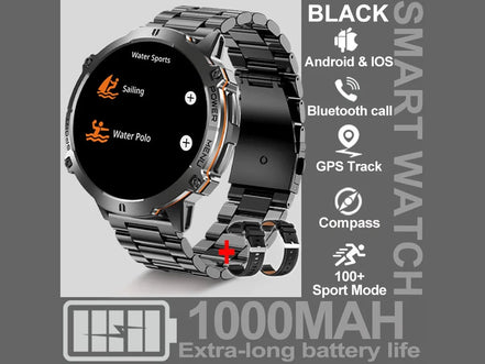 NEW 1000MAH Super endurance Sport Smart Watch Men 1.73 - inch HD Screen GPS tracker Compass Bluetooth Call Waterproof Smart Watch - Simply Just Deals LLCNEW 1000MAH Super endurance Sport Smart Watch Men 1.73 - inch HD Screen GPS tracker Compass Bluetooth Call Waterproof Smart Watch14:365458Black steel 2A;5:100009342GPSSmartWatchBlack steel 2AGPSSmartWatchNEW 1000MAH Super endurance Sport Smart Watch Men 1.73 - inch HD Screen GPS tracker Compass Bluetooth Call Waterproof Smart Watch