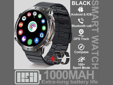 NEW 1000MAH Super endurance Sport Smart Watch Men 1.73 - inch HD Screen GPS tracker Compass Bluetooth Call Waterproof Smart Watch - Simply Just Deals LLCNEW 1000MAH Super endurance Sport Smart Watch Men 1.73 - inch HD Screen GPS tracker Compass Bluetooth Call Waterproof Smart Watch14:100018786Black steel B 2A;5:100009342GPSSmartWatchBlack steel B 2AGPSSmartWatchNEW 1000MAH Super endurance Sport Smart Watch Men 1.73 - inch HD Screen GPS tracker Compass Bluetooth Call Waterproof Smart Watch