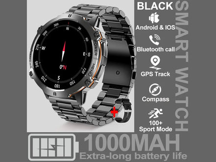 NEW 1000MAH Super endurance Sport Smart Watch Men 1.73 - inch HD Screen GPS tracker Compass Bluetooth Call Waterproof Smart Watch - Simply Just Deals LLCNEW 1000MAH Super endurance Sport Smart Watch Men 1.73 - inch HD Screen GPS tracker Compass Bluetooth Call Waterproof Smart Watch14:366Black steel;5:100009342GPSSmartWatchBlack steelGPSSmartWatchNEW 1000MAH Super endurance Sport Smart Watch Men 1.73 - inch HD Screen GPS tracker Compass Bluetooth Call Waterproof Smart Watch