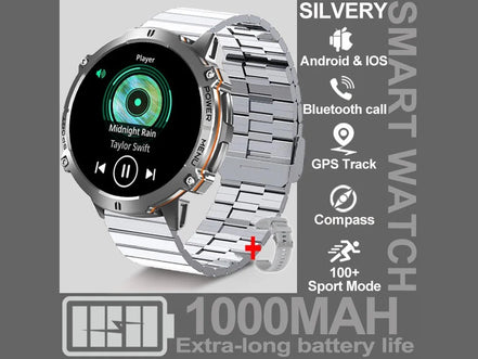 NEW 1000MAH Super endurance Sport Smart Watch Men 1.73 - inch HD Screen GPS tracker Compass Bluetooth Call Waterproof Smart Watch - Simply Just Deals LLCNEW 1000MAH Super endurance Sport Smart Watch Men 1.73 - inch HD Screen GPS tracker Compass Bluetooth Call Waterproof Smart Watch14:350853Silver Steel B;5:100009342GPSSmartWatchSilver Steel BGPSSmartWatchNEW 1000MAH Super endurance Sport Smart Watch Men 1.73 - inch HD Screen GPS tracker Compass Bluetooth Call Waterproof Smart Watch