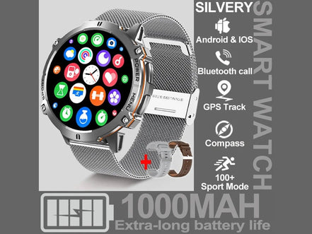 NEW 1000MAH Super endurance Sport Smart Watch Men 1.73 - inch HD Screen GPS tracker Compass Bluetooth Call Waterproof Smart Watch - Simply Just Deals LLCNEW 1000MAH Super endurance Sport Smart Watch Men 1.73 - inch HD Screen GPS tracker Compass Bluetooth Call Waterproof Smart Watch14:200003699Silver Mesh Belt 2A;5:100009342GPSSmartWatchSilver Mesh Belt 2AGPSSmartWatchNEW 1000MAH Super endurance Sport Smart Watch Men 1.73 - inch HD Screen GPS tracker Compass Bluetooth Call Waterproof Smart Watch