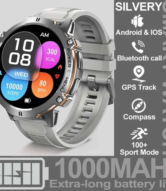 NEW 1000MAH Super endurance Sport Smart Watch Men 1.73 - inch HD Screen GPS tracker Compass Bluetooth Call Waterproof Smart Watch - Simply Just Deals LLCNEW 1000MAH Super endurance Sport Smart Watch Men 1.73 - inch HD Screen GPS tracker Compass Bluetooth Call Waterproof Smart Watch14:193Silver;5:100009342GPSSmartWatchSilverGPSSmartWatchNEW 1000MAH Super endurance Sport Smart Watch Men 1.73 - inch HD Screen GPS tracker Compass Bluetooth Call Waterproof Smart Watch