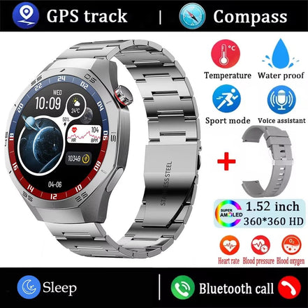 New Original GT5 Pro Smart Watch Men HD AMOLED Screen GPS Motion Trajectory Heart Rate Bluetooth Call 1.52" SmartWatch IP68+box - Simply Just Deals LLCNew Original GT5 Pro Smart Watch Men HD AMOLED Screen GPS Motion Trajectory Heart Rate Bluetooth Call 1.52" SmartWatch IP68+box14:1052steel strip silvery;5:361385BT Callsteel strip silveryBT CallNew Original GT5 Pro Smart Watch Men HD AMOLED Screen GPS Motion Trajectory Heart Rate Bluetooth Call 1.52" SmartWatch IP68+box