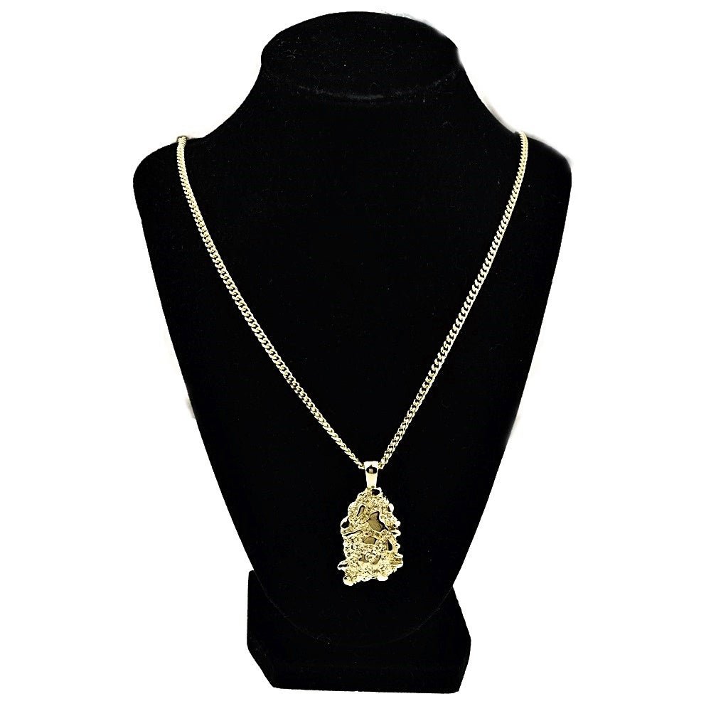 Nugget Shape Pendant Necklace 14K Gold Plated 30