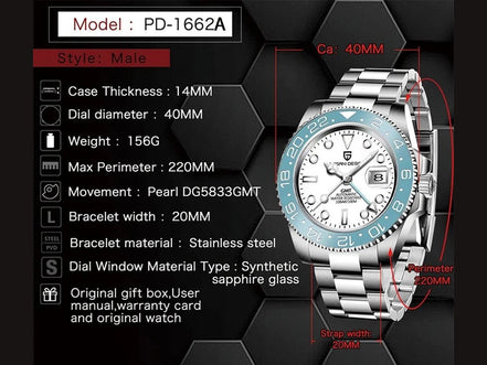 PAGANI DESIGN PD - 1662 Luxury GMT Men Mechanical Wristwatch Sapphire Glass Stainless Steel 100M Waterproof Automatic Watches - Simply Just Deals LLCPAGANI DESIGN PD - 1662 Luxury GMT Men Mechanical Wristwatch Sapphire Glass Stainless Steel 100M Waterproof Automatic Watches14175JubileeBlueRed200007763201336100Jubilee Blue RedPAGANI DESIGN PD - 1662 Luxury GMT Men Mechanical Wristwatch Sapphire Glass Stainless Steel 100M Waterproof Automatic Watches