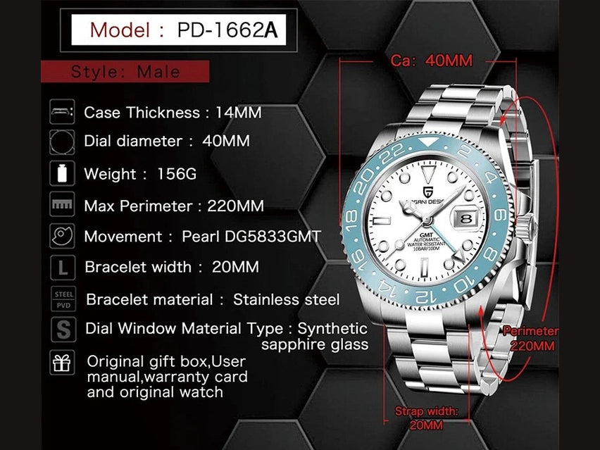 PAGANI DESIGN PD - 1662 Luxury GMT Men Mechanical Wristwatch Sapphire Glass Stainless Steel 100M Waterproof Automatic Watches - Simply Just Deals LLCPAGANI DESIGN PD - 1662 Luxury GMT Men Mechanical Wristwatch Sapphire Glass Stainless Steel 100M Waterproof Automatic Watches14175JubileeBlueRed200007763201336100Jubilee Blue RedPAGANI DESIGN PD - 1662 Luxury GMT Men Mechanical Wristwatch Sapphire Glass Stainless Steel 100M Waterproof Automatic Watches