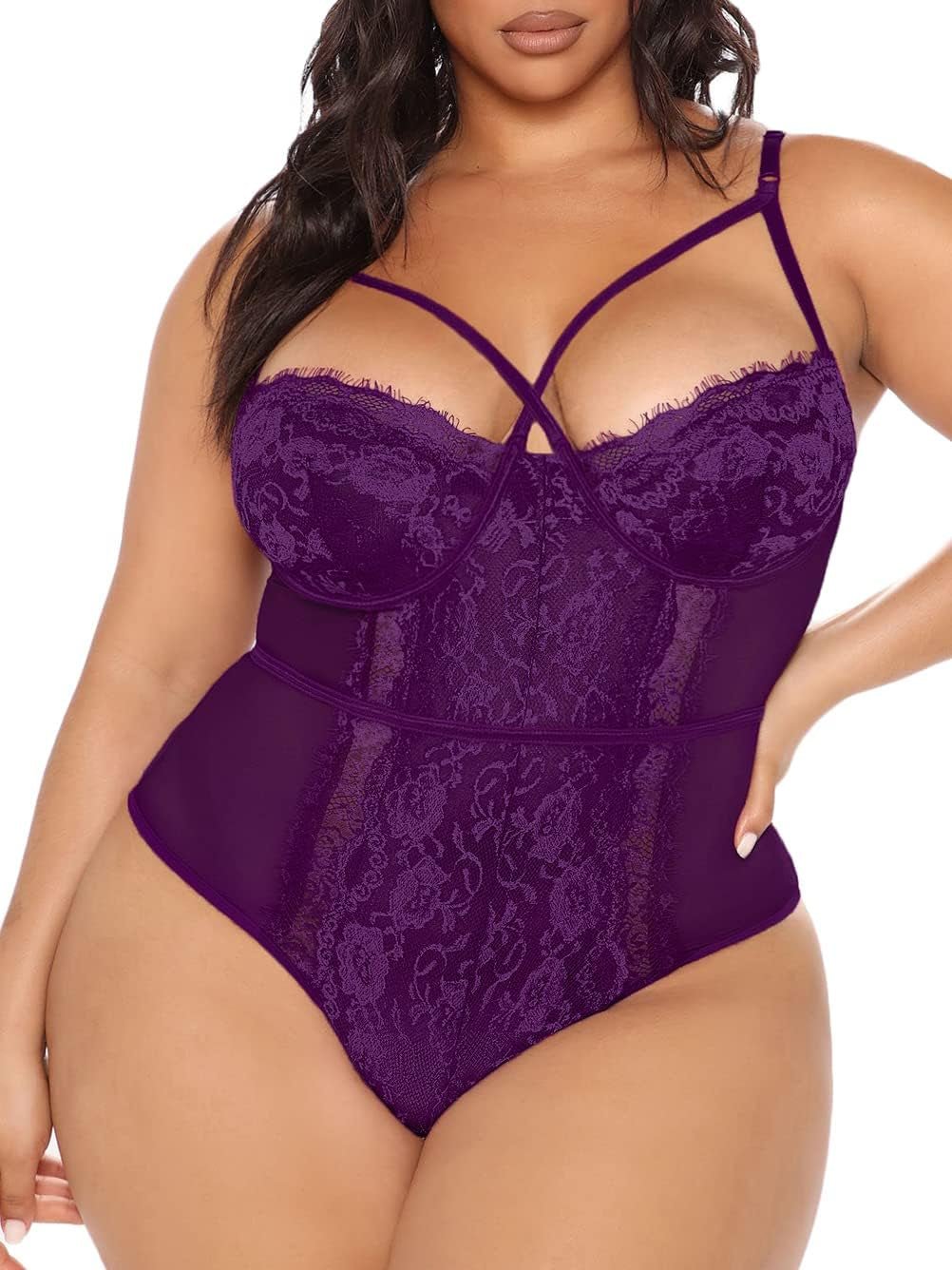 plus Size Eyelash Lace Bodysuit, Snap Crotch Sexy Top Lingerie, Club Outfit - Simply Just Deals LLCplus Size Eyelash Lace Bodysuit, Snap Crotch Sexy Top Lingerie, Club Outfitdc708d21-e0c3-411d-9cdd-eb943f4f79ffDark Purple6X - Largeplus Size Eyelash Lace Bodysuit, Snap Crotch Sexy Top Lingerie, Club Outfit