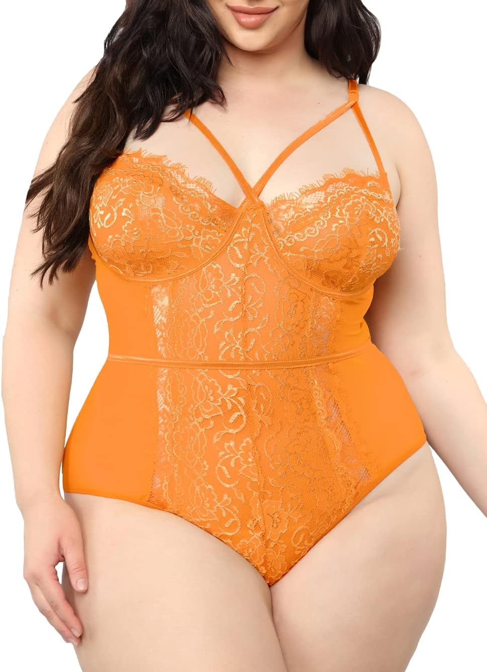 plus Size Eyelash Lace Bodysuit, Snap Crotch Sexy Top Lingerie, Club Outfit - Simply Just Deals LLCplus Size Eyelash Lace Bodysuit, Snap Crotch Sexy Top Lingerie, Club Outfitf6d84352-8d3a-4963-95af-148ee9e4dc5bOrange3X - Largeplus Size Eyelash Lace Bodysuit, Snap Crotch Sexy Top Lingerie, Club Outfit