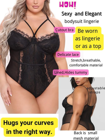 plus Size Eyelash Lace Bodysuit, Snap Crotch Sexy Top Lingerie, Club Outfit - Simply Just Deals LLCplus Size Eyelash Lace Bodysuit, Snap Crotch Sexy Top Lingerie, Club Outfitf9bc37af-fd4d-4a65-8ca4-935b98505f4bBlack5X - Largeplus Size Eyelash Lace Bodysuit, Snap Crotch Sexy Top Lingerie, Club Outfit
