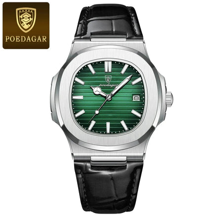 POEDAGAR Casual Square Men's Watch Waterproof Date Luminous Leather Man Quartz Watch High Quality Luxury Fashion Watches For Men - Simply Just Deals LLCPOEDAGAR Casual Square Men's Watch Waterproof Date Luminous Leather Man Quartz Watch High Quality Luxury Fashion Watches For Men14175613SilverGreenL613 Silver Green LPOEDAGAR Casual Square Men's Watch Waterproof Date Luminous Leather Man Quartz Watch High Quality Luxury Fashion Watches For Men