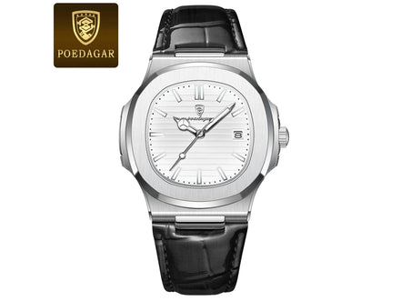 POEDAGAR Top Luxury Square Man Watch Date Waterproof Luminous Quartz Men Watches High Quality Fashion Sports Leather Men's Watch - Simply Just Deals LLCPOEDAGAR Top Luxury Square Man Watch Date Waterproof Luminous Quartz Men Watches High Quality Fashion Sports Leather Men's Watch1429613SilverWhiteL613 Silver White LPOEDAGAR Top Luxury Square Man Watch Date Waterproof Luminous Quartz Men Watches High Quality Fashion Sports Leather Men's Watch