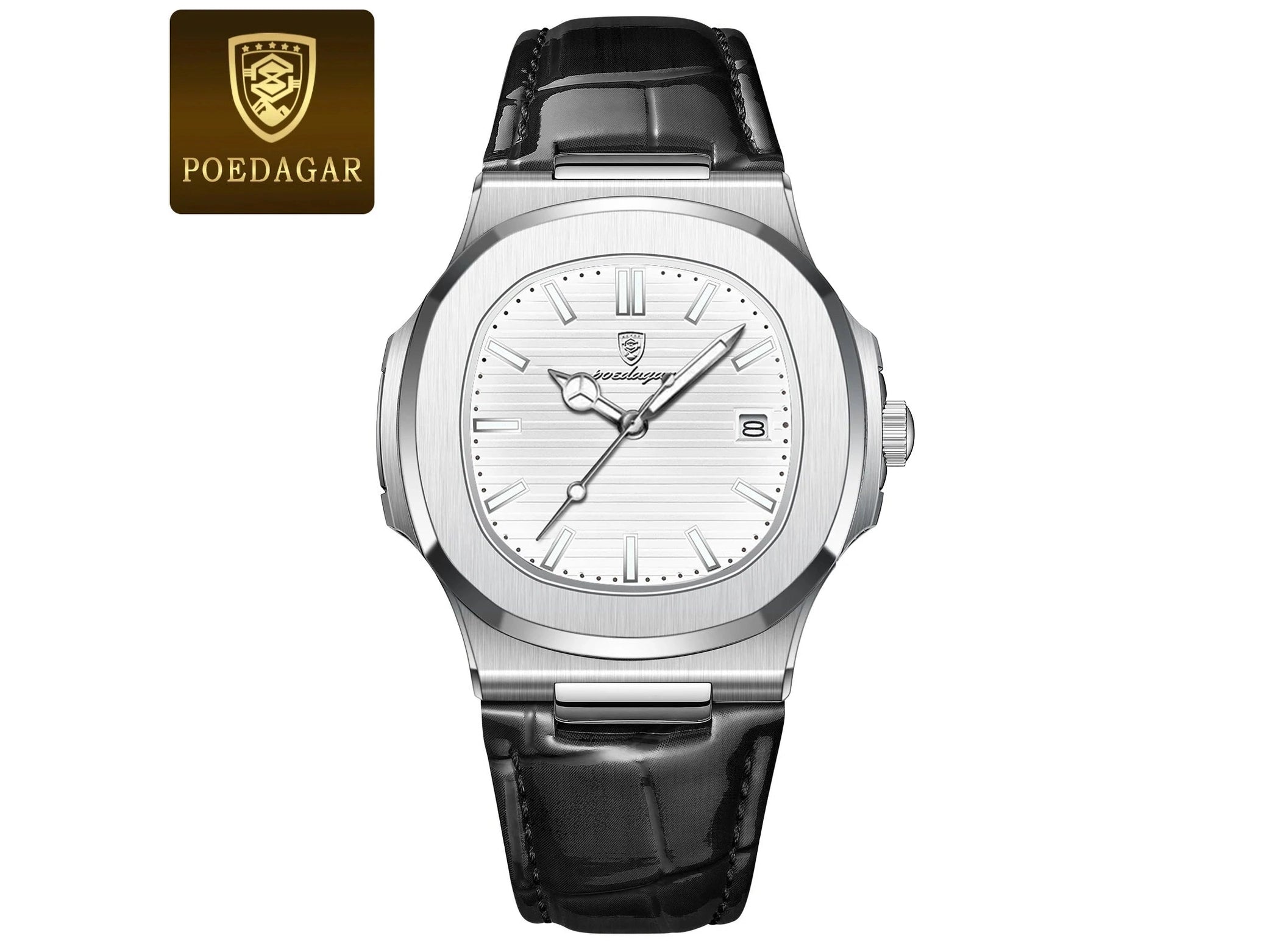 POEDAGAR Top Luxury Square Man Watch Date Waterproof Luminous Quartz Men Watches High Quality Fashion Sports Leather Men's Watch - Simply Just Deals LLCPOEDAGAR Top Luxury Square Man Watch Date Waterproof Luminous Quartz Men Watches High Quality Fashion Sports Leather Men's Watch1429613SilverWhiteL613 Silver White LPOEDAGAR Top Luxury Square Man Watch Date Waterproof Luminous Quartz Men Watches High Quality Fashion Sports Leather Men's Watch