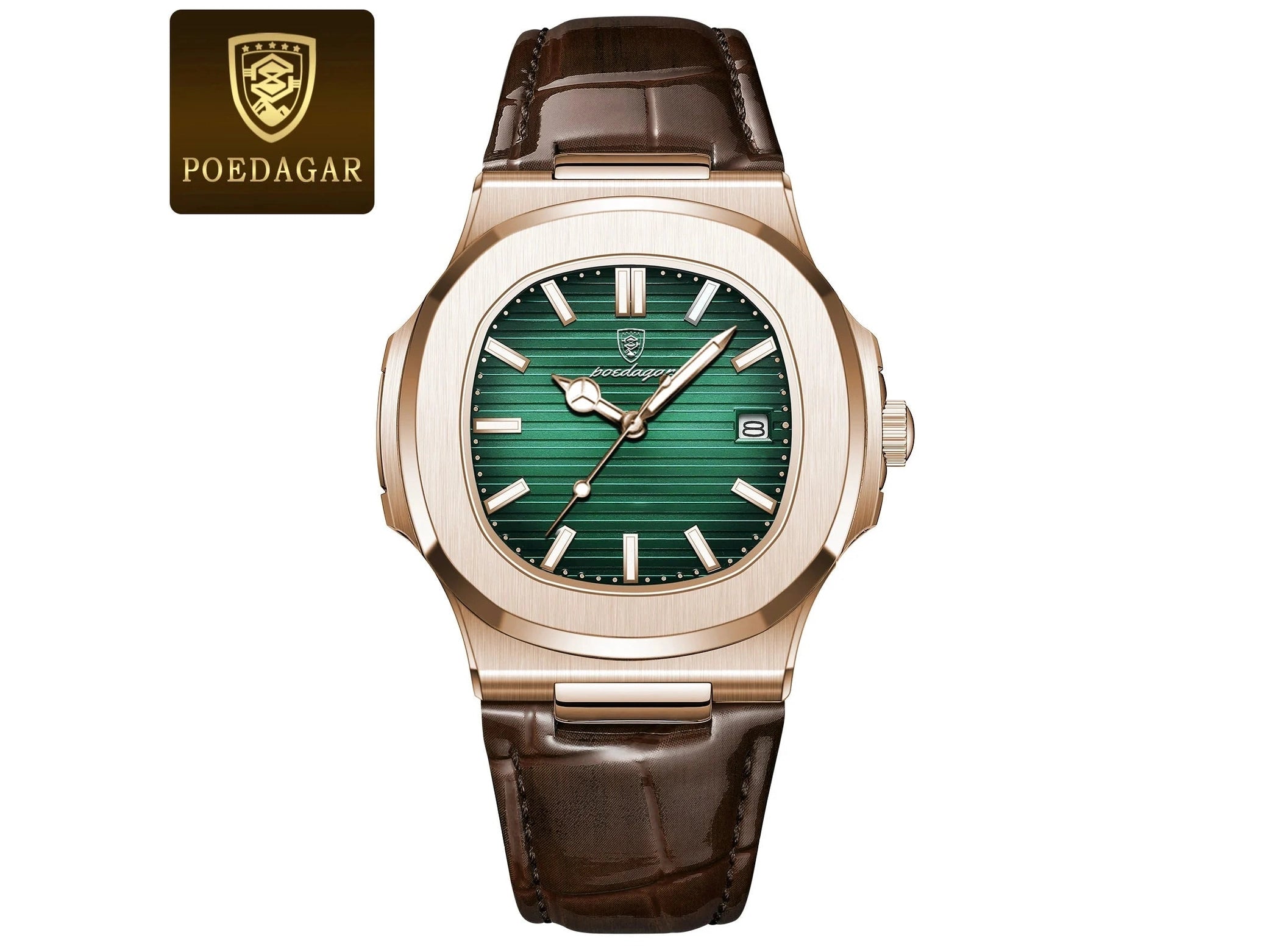 POEDAGAR Top Luxury Square Man Watch Date Waterproof Luminous Quartz Men Watches High Quality Fashion Sports Leather Men's Watch - Simply Just Deals LLCPOEDAGAR Top Luxury Square Man Watch Date Waterproof Luminous Quartz Men Watches High Quality Fashion Sports Leather Men's Watch14350686613RoseGoldGreenL613 RoseGold Green LPOEDAGAR Top Luxury Square Man Watch Date Waterproof Luminous Quartz Men Watches High Quality Fashion Sports Leather Men's Watch