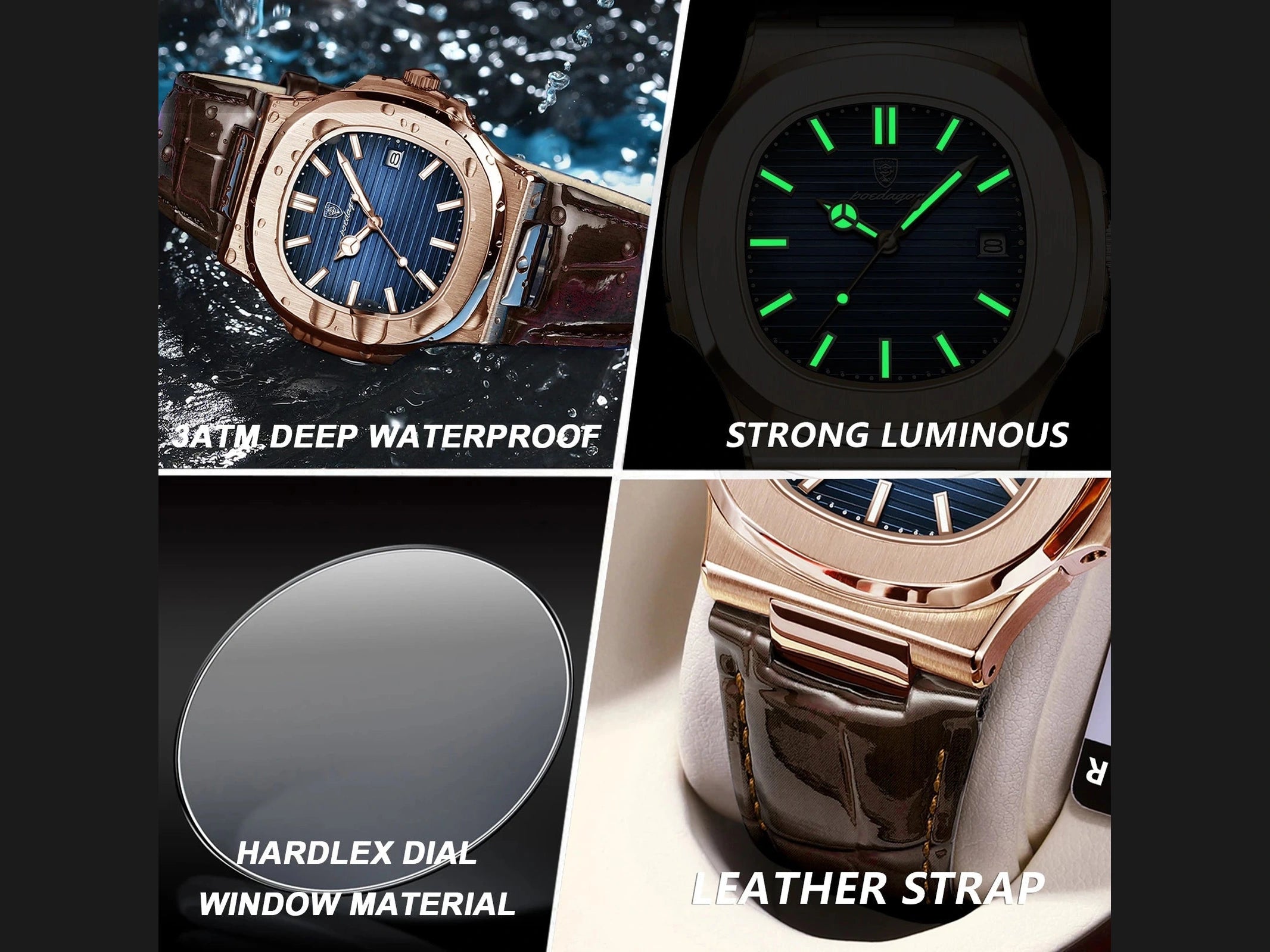 POEDAGAR Top Luxury Square Man Watch Date Waterproof Luminous Quartz Men Watches High Quality Fashion Sports Leather Men's Watch - Simply Just Deals LLCPOEDAGAR Top Luxury Square Man Watch Date Waterproof Luminous Quartz Men Watches High Quality Fashion Sports Leather Men's Watch14175613SilverGreenL613 Silver Green LPOEDAGAR Top Luxury Square Man Watch Date Waterproof Luminous Quartz Men Watches High Quality Fashion Sports Leather Men's Watch