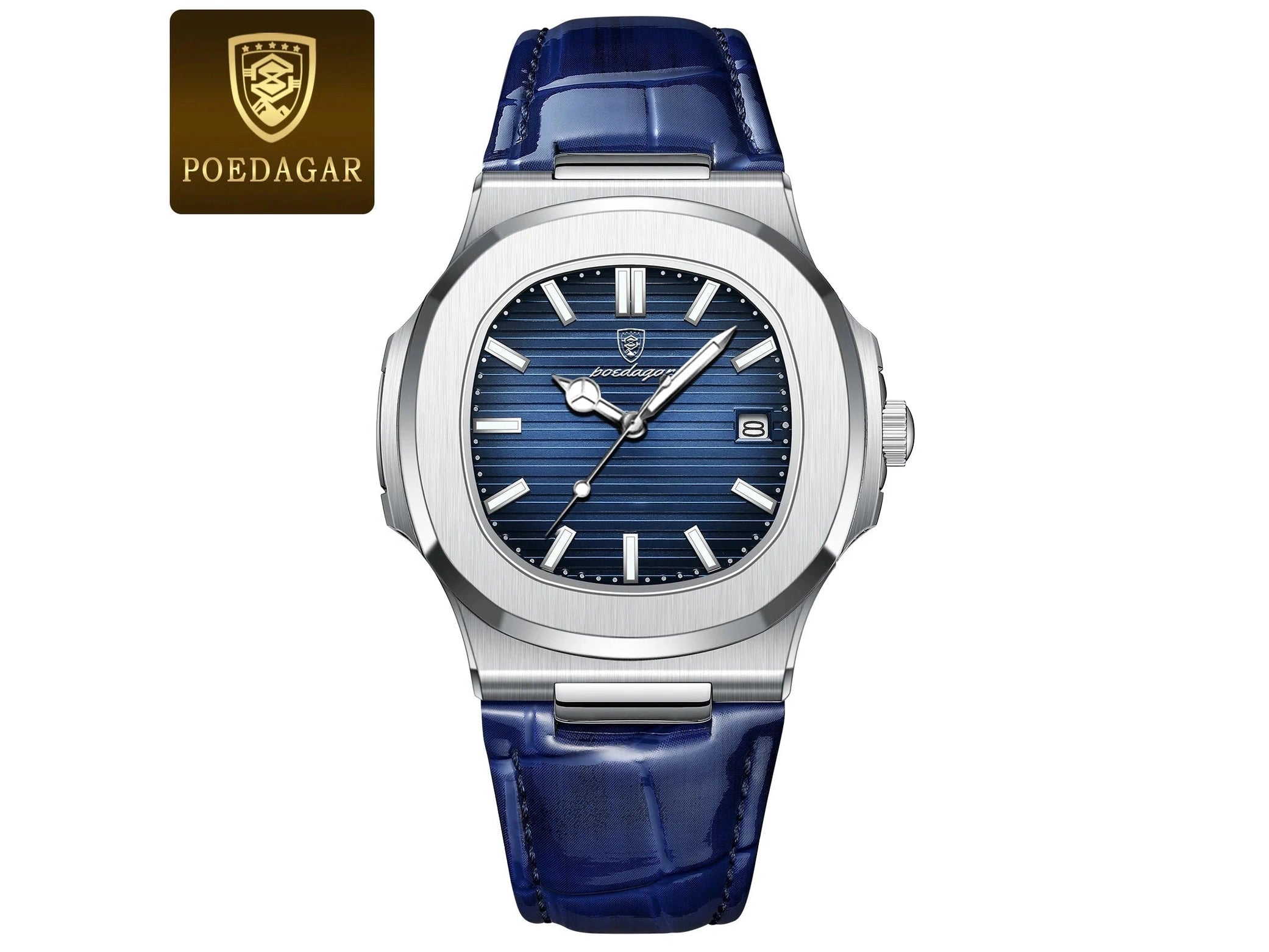 POEDAGAR Top Luxury Square Man Watch Date Waterproof Luminous Quartz Men Watches High Quality Fashion Sports Leather Men's Watch - Simply Just Deals LLCPOEDAGAR Top Luxury Square Man Watch Date Waterproof Luminous Quartz Men Watches High Quality Fashion Sports Leather Men's Watch14173613SilverBlueL613 Silver Blue LPOEDAGAR Top Luxury Square Man Watch Date Waterproof Luminous Quartz Men Watches High Quality Fashion Sports Leather Men's Watch