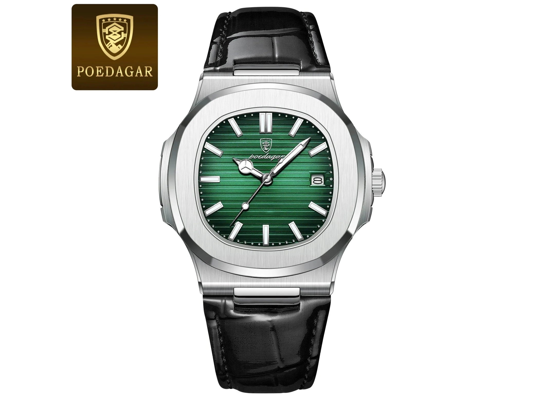 POEDAGAR Top Luxury Square Man Watch Date Waterproof Luminous Quartz Men Watches High Quality Fashion Sports Leather Men's Watch - Simply Just Deals LLCPOEDAGAR Top Luxury Square Man Watch Date Waterproof Luminous Quartz Men Watches High Quality Fashion Sports Leather Men's Watch14175613SilverGreenL613 Silver Green LPOEDAGAR Top Luxury Square Man Watch Date Waterproof Luminous Quartz Men Watches High Quality Fashion Sports Leather Men's Watch