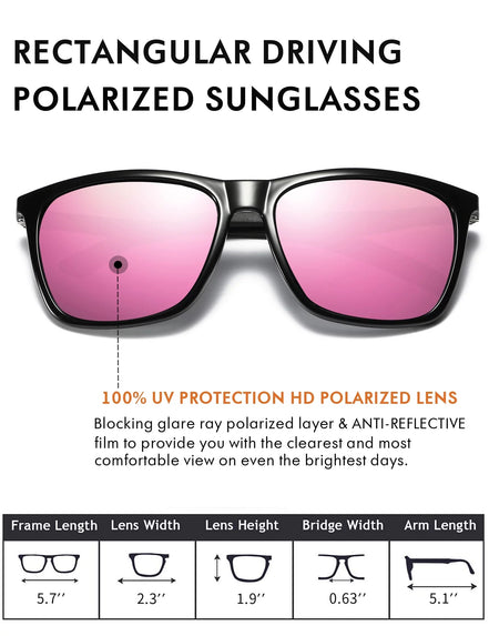 Polarized Sunglasses for Men Vintage Shades Trendy Womens Driving Eyewear with Case UV Protection ( Black Pink ) - Simply Just Deals LLCPolarized Sunglasses for Men Vintage Shades Trendy Womens Driving Eyewear with Case UV Protection ( Black Pink )2c689b77-3be5-48e4-a712-70b846267cd8Black Frame Pink LensPolarized Sunglasses for Men Vintage Shades Trendy Womens Driving Eyewear with Case UV Protection ( Black Pink )