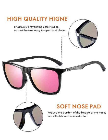 Polarized Sunglasses for Men Vintage Shades Trendy Womens Driving Eyewear with Case UV Protection ( Black Pink ) - Simply Just Deals LLCPolarized Sunglasses for Men Vintage Shades Trendy Womens Driving Eyewear with Case UV Protection ( Black Pink )2c689b77-3be5-48e4-a712-70b846267cd8Black Frame Pink LensPolarized Sunglasses for Men Vintage Shades Trendy Womens Driving Eyewear with Case UV Protection ( Black Pink )