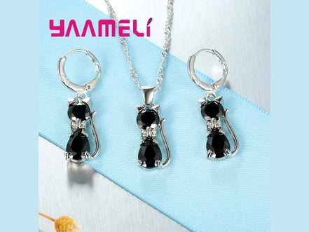 Real 925 Sterling Silver Color Jewelry Sets for Woman Girls Shining Austrian Crystal Cute Cat Pendant Necklace Huggie Earring - Simply Just Deals LLCReal 925 Sterling Silver Color Jewelry Sets for Woman Girls Shining Austrian Crystal Cute Cat Pendant Necklace Huggie Earring200001033:361180WhiteWhiteReal 925 Sterling Silver Color Jewelry Sets for Woman Girls Shining Austrian Crystal Cute Cat Pendant Necklace Huggie Earring