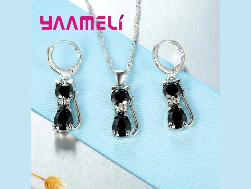 Real 925 Sterling Silver Color Jewelry Sets for Woman Girls Shining Austrian Crystal Cute Cat Pendant Necklace Huggie Earring - Simply Just Deals LLCReal 925 Sterling Silver Color Jewelry Sets for Woman Girls Shining Austrian Crystal Cute Cat Pendant Necklace Huggie Earring200001033:361180WhiteWhiteReal 925 Sterling Silver Color Jewelry Sets for Woman Girls Shining Austrian Crystal Cute Cat Pendant Necklace Huggie Earring