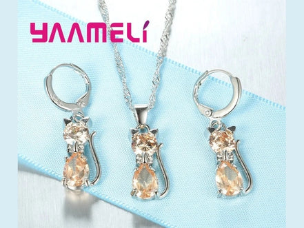 Real 925 Sterling Silver Color Jewelry Sets for Woman Girls Shining Austrian Crystal Cute Cat Pendant Necklace Huggie Earring - Simply Just Deals LLCReal 925 Sterling Silver Color Jewelry Sets for Woman Girls Shining Austrian Crystal Cute Cat Pendant Necklace Huggie Earring200001033:361180WhiteWhiteReal 925 Sterling Silver Color Jewelry Sets for Woman Girls Shining Austrian Crystal Cute Cat Pendant Necklace Huggie Earring