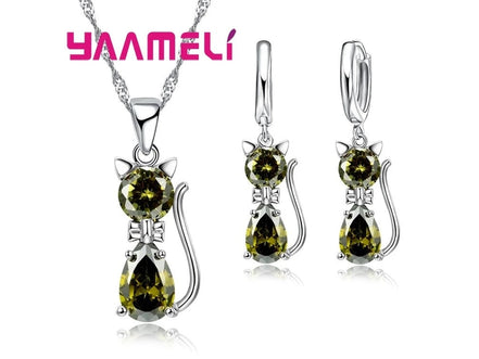 Real 925 Sterling Silver Color Jewelry Sets for Woman Girls Shining Austrian Crystal Cute Cat Pendant Necklace Huggie Earring - Simply Just Deals LLCReal 925 Sterling Silver Color Jewelry Sets for Woman Girls Shining Austrian Crystal Cute Cat Pendant Necklace Huggie Earring200001033:361180WhiteWhiteReal 925 Sterling Silver Color Jewelry Sets for Woman Girls Shining Austrian Crystal Cute Cat Pendant Necklace Huggie Earring