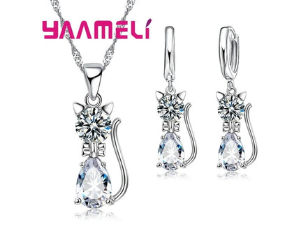 Real 925 Sterling Silver Color Jewelry Sets for Woman Girls Shining Austrian Crystal Cute Cat Pendant Necklace Huggie Earring - Simply Just Deals LLCReal 925 Sterling Silver Color Jewelry Sets for Woman Girls Shining Austrian Crystal Cute Cat Pendant Necklace Huggie Earring200001033:361180WhiteWhiteReal 925 Sterling Silver Color Jewelry Sets for Woman Girls Shining Austrian Crystal Cute Cat Pendant Necklace Huggie Earring