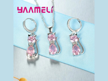 Real 925 Sterling Silver Color Jewelry Sets for Woman Girls Shining Austrian Crystal Cute Cat Pendant Necklace Huggie Earring - Simply Just Deals LLCReal 925 Sterling Silver Color Jewelry Sets for Woman Girls Shining Austrian Crystal Cute Cat Pendant Necklace Huggie Earring200001033:361180WhiteWhiteReal 925 Sterling Silver Color Jewelry Sets for Woman Girls Shining Austrian Crystal Cute Cat Pendant Necklace Huggie Earring