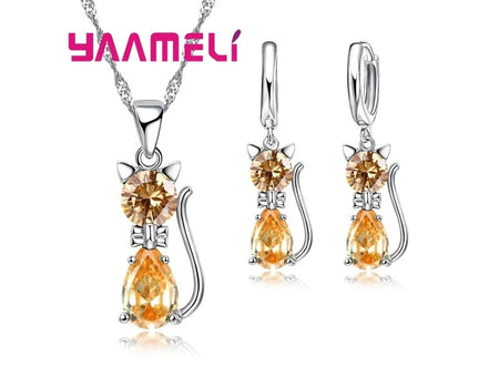 Real 925 Sterling Silver Color Jewelry Sets for Woman Girls Shining Austrian Crystal Cute Cat Pendant Necklace Huggie Earring - Simply Just Deals LLCReal 925 Sterling Silver Color Jewelry Sets for Woman Girls Shining Austrian Crystal Cute Cat Pendant Necklace Huggie Earring200001033:361180WhiteWhiteReal 925 Sterling Silver Color Jewelry Sets for Woman Girls Shining Austrian Crystal Cute Cat Pendant Necklace Huggie Earring