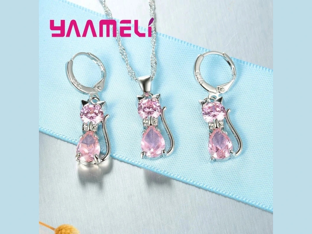 Real 925 Sterling Silver Color Jewelry Sets for Woman Girls Shining Austrian Crystal Cute Cat Pendant Necklace Huggie Earring - Simply Just Deals LLCReal 925 Sterling Silver Color Jewelry Sets for Woman Girls Shining Austrian Crystal Cute Cat Pendant Necklace Huggie Earring200001033:361180WhiteWhiteReal 925 Sterling Silver Color Jewelry Sets for Woman Girls Shining Austrian Crystal Cute Cat Pendant Necklace Huggie Earring